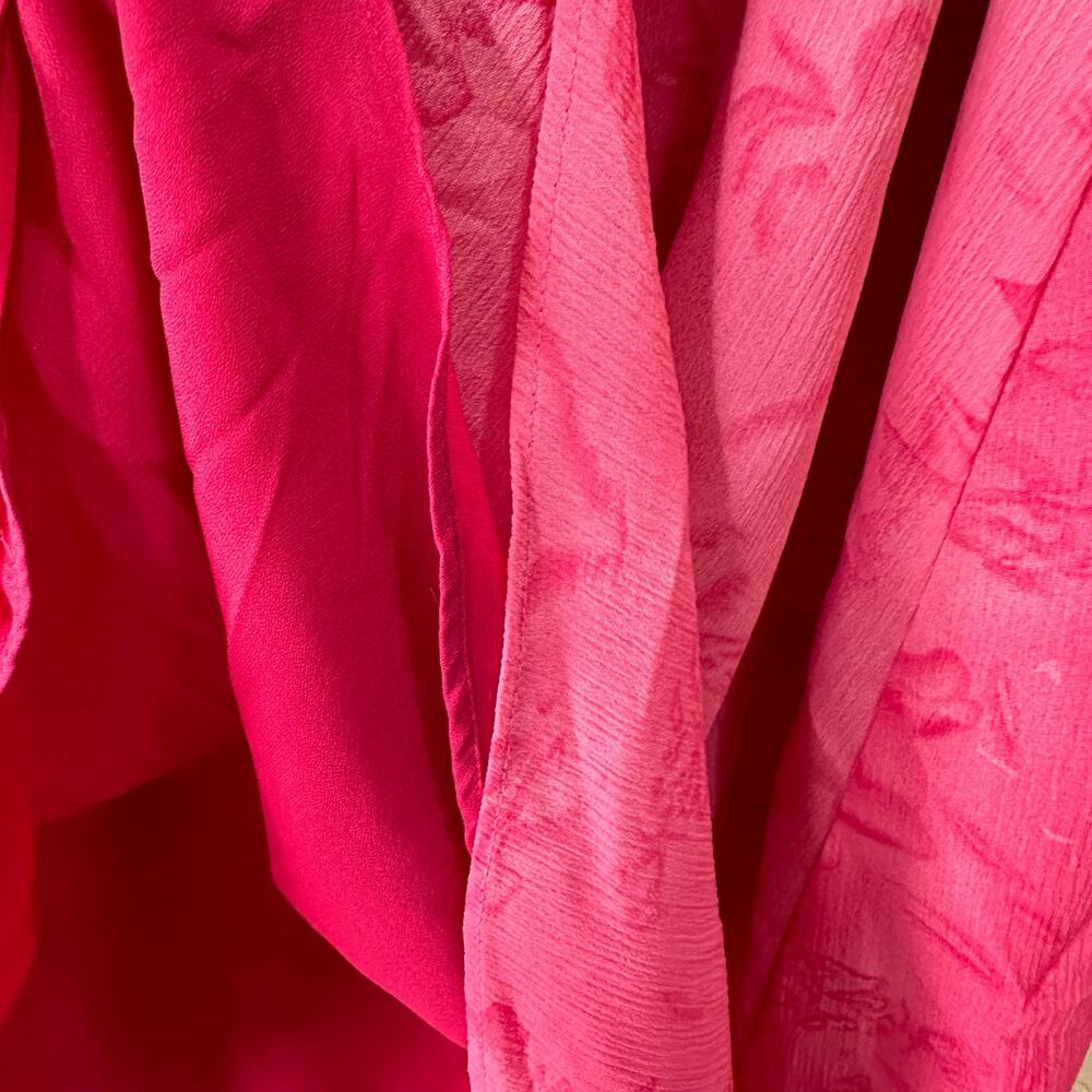 Maggie Barnes Pink Floral Watercolor Lined Elastic Waist Midi Skirt Size 1X - Picture 5 of 6